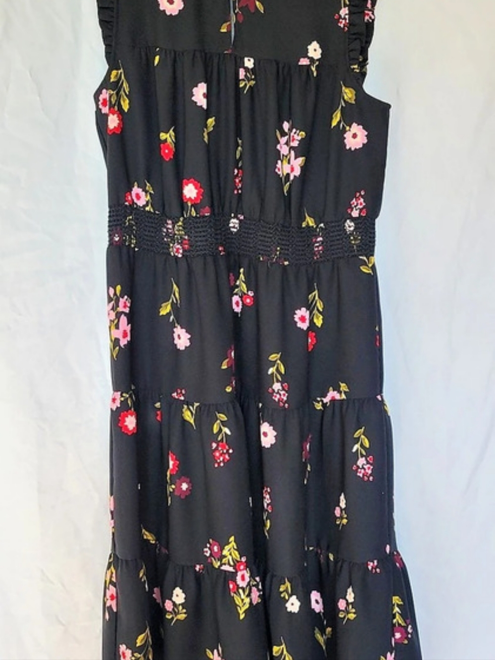 kate spade Floral Maxi Dress in Black Size Large Like New